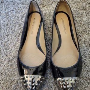 Antonio Melani Black Rhinestone Flats